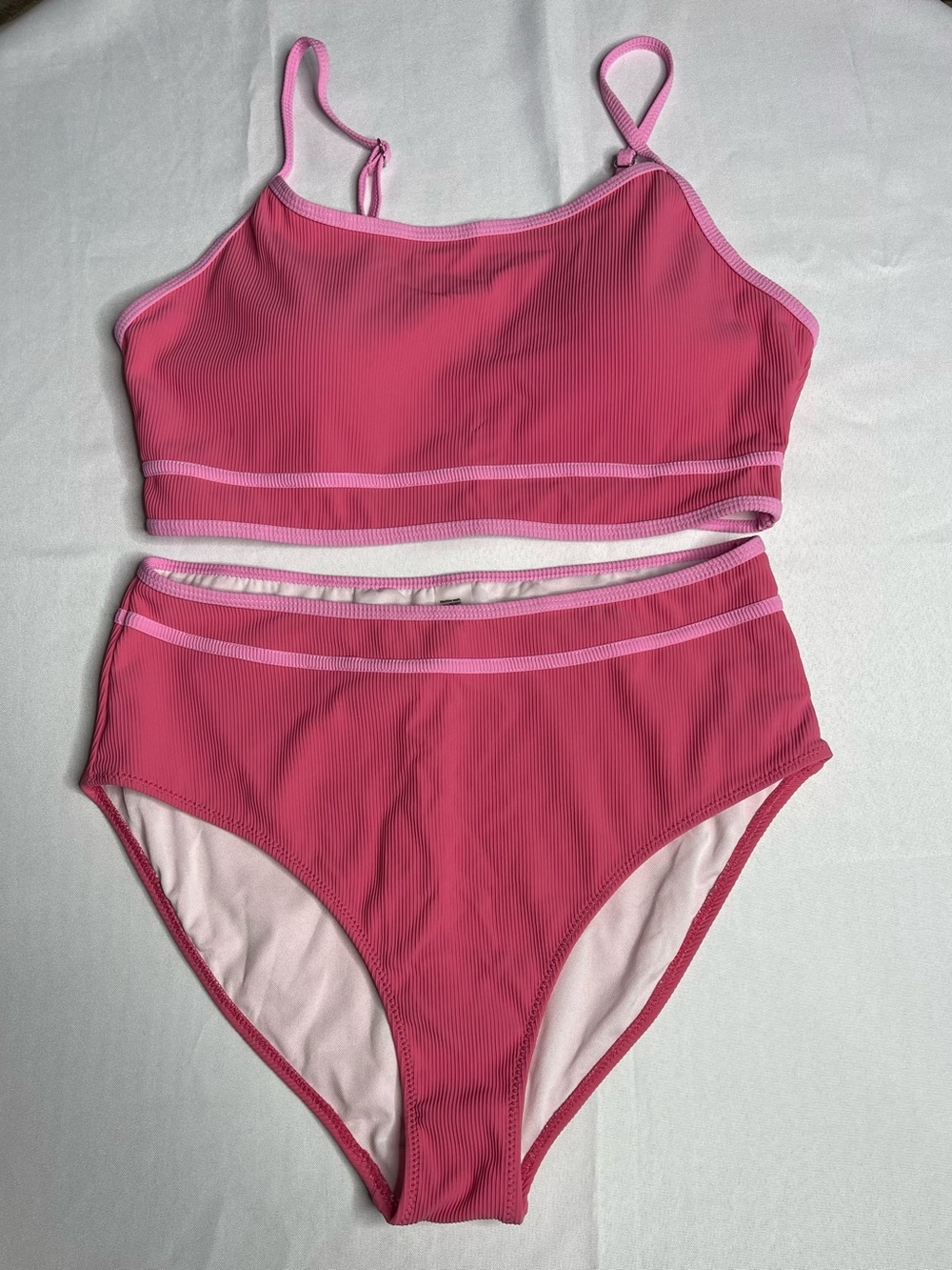 Women High-Waist Two-Piece Swimsuit in Pink